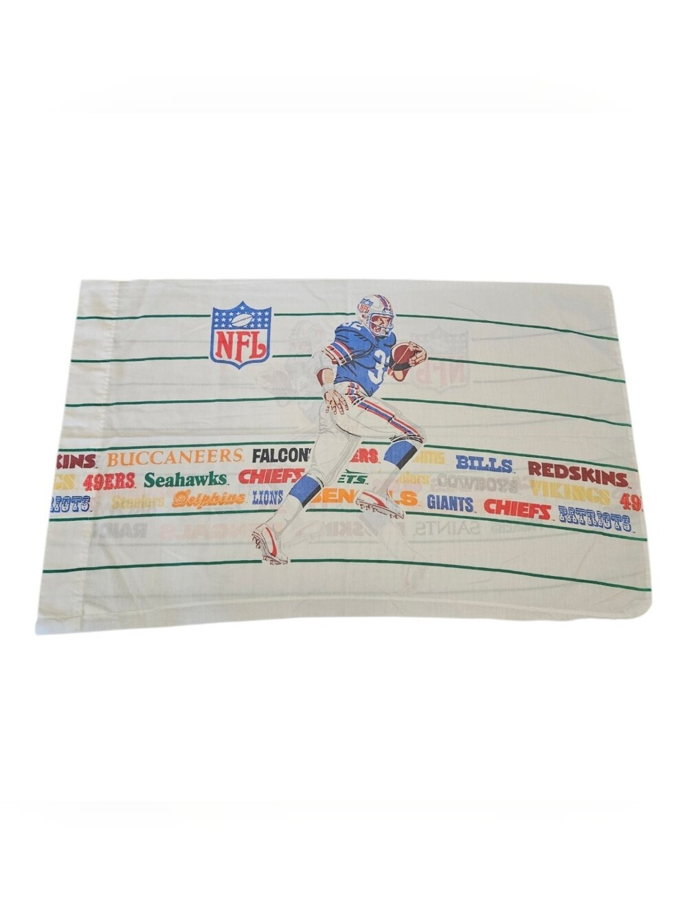 Vintage NFL  Pillowcase Bibb Company  Football Team Names Made In USA
